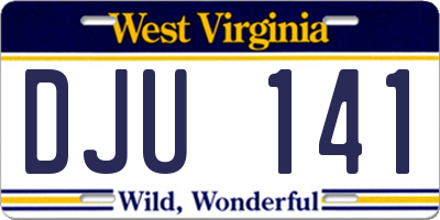WV license plate DJU141