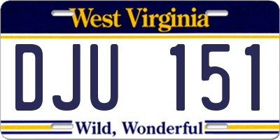 WV license plate DJU151