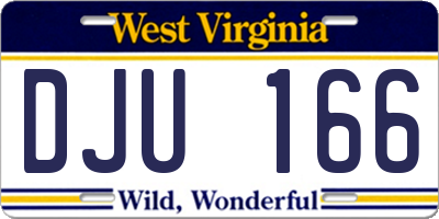 WV license plate DJU166