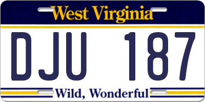 WV license plate DJU187