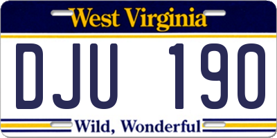 WV license plate DJU190
