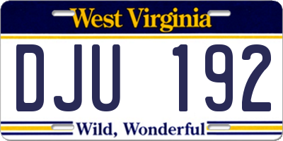 WV license plate DJU192
