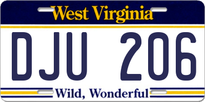 WV license plate DJU206