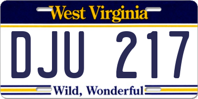 WV license plate DJU217