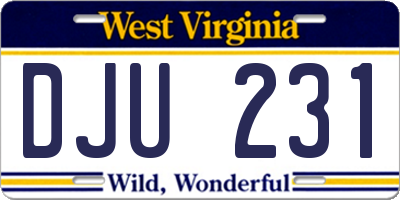 WV license plate DJU231