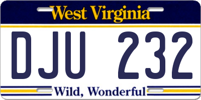 WV license plate DJU232