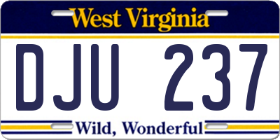 WV license plate DJU237