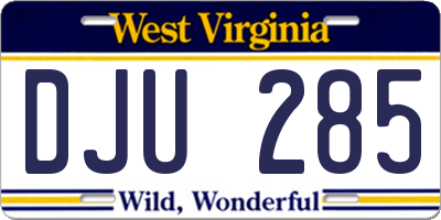 WV license plate DJU285