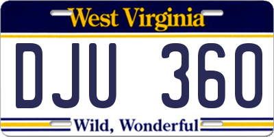 WV license plate DJU360