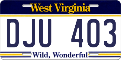 WV license plate DJU403