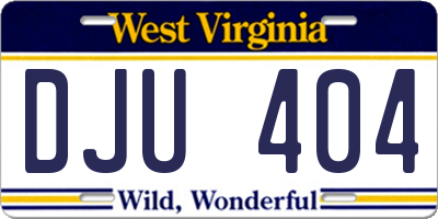 WV license plate DJU404