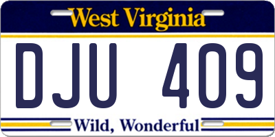 WV license plate DJU409