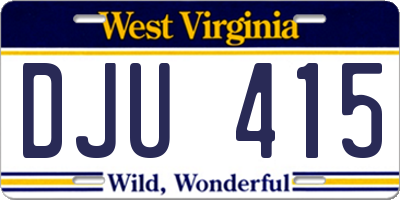 WV license plate DJU415