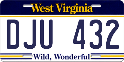 WV license plate DJU432
