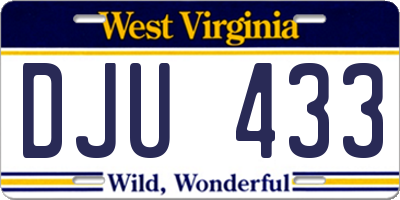WV license plate DJU433