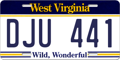 WV license plate DJU441