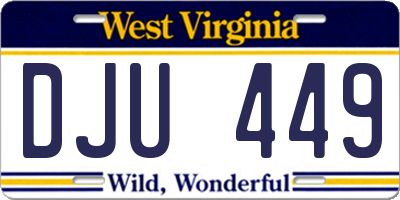 WV license plate DJU449