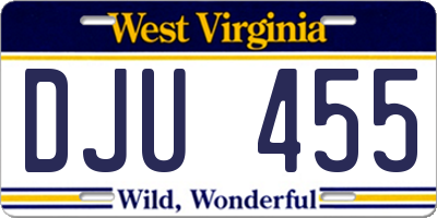 WV license plate DJU455
