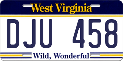 WV license plate DJU458