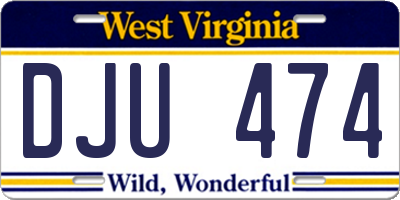 WV license plate DJU474