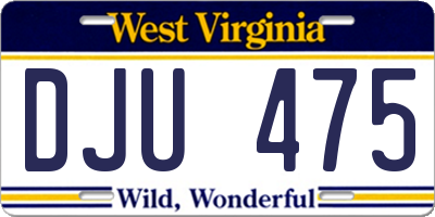 WV license plate DJU475