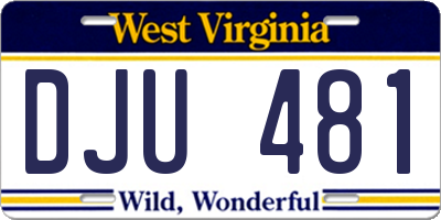 WV license plate DJU481