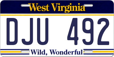 WV license plate DJU492