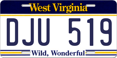 WV license plate DJU519