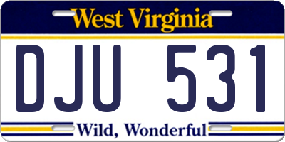 WV license plate DJU531