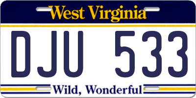 WV license plate DJU533