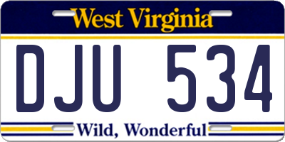 WV license plate DJU534