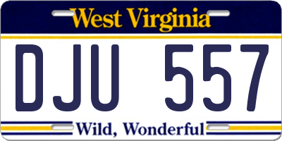 WV license plate DJU557