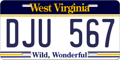 WV license plate DJU567