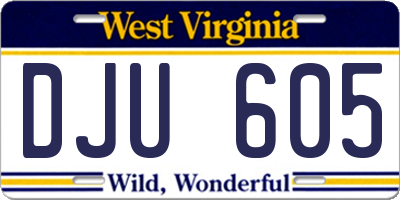 WV license plate DJU605