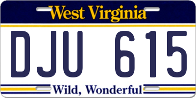 WV license plate DJU615