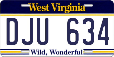 WV license plate DJU634
