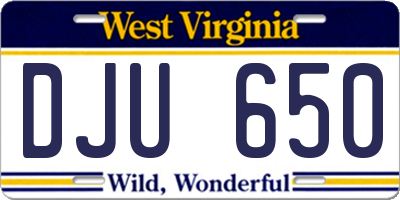 WV license plate DJU650
