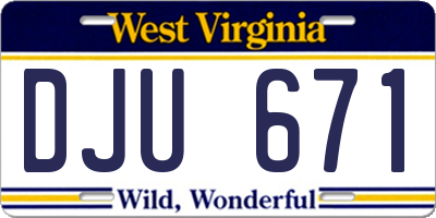 WV license plate DJU671