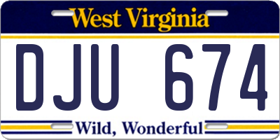 WV license plate DJU674
