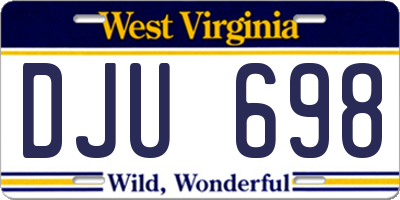 WV license plate DJU698