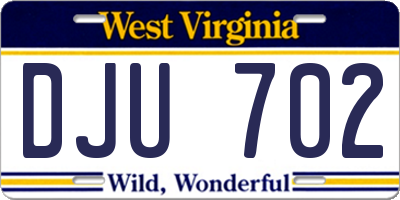 WV license plate DJU702
