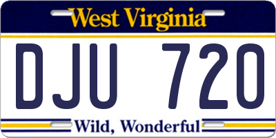 WV license plate DJU720