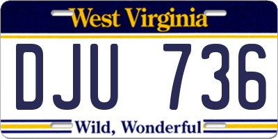 WV license plate DJU736