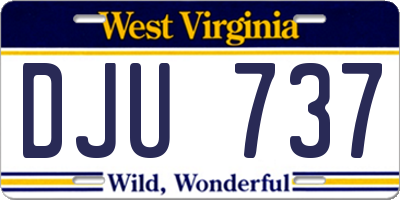 WV license plate DJU737