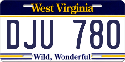 WV license plate DJU780