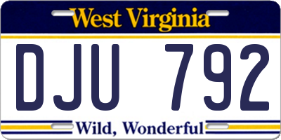 WV license plate DJU792