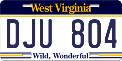 WV license plate DJU804