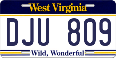 WV license plate DJU809