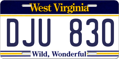 WV license plate DJU830