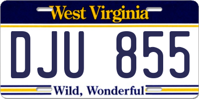 WV license plate DJU855